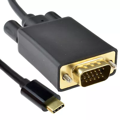 USB 3.1 Type C To 15 Pin VGA Plug 1080p 60Hz Adapter Cable 1m/2m/3m/5m Black • £19.02