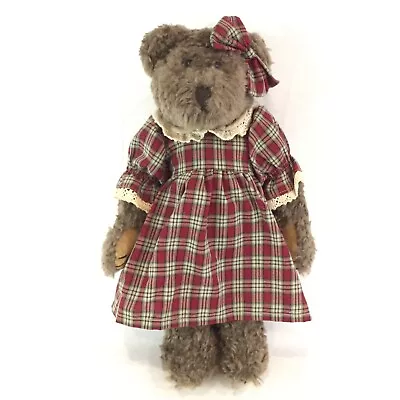 Plush Bear Fully Jointed Plaid Dress Light Brown Stuffed Animal Oriental Trading • $10.99