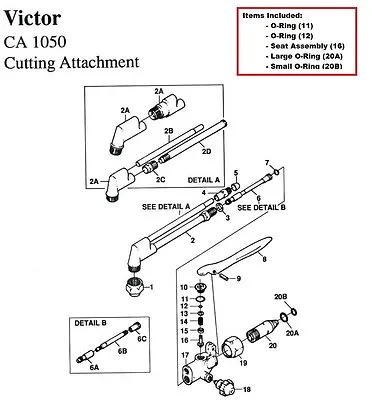 Victor CA1050 CA1060 CA2050 CA2060 Cutting Torch Rebuild/Repair Parts Kit • $17.99