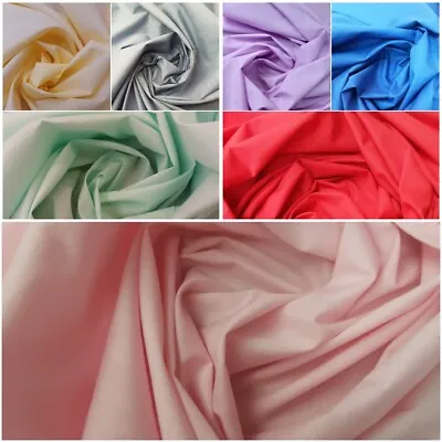 Plain Polycotton Fabric Dress Craft  Poly Cotton Bunting Lining Material Metre • £0.99