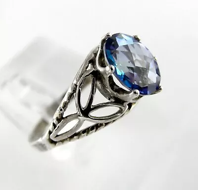 Sterling Silver Faceted Blue Mystic Topaz Ring 6.75 Weighs 2.1g • $63