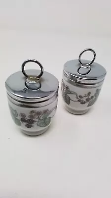 Vintage-Royal Worcester-Pair Porcelain Egg Coddlers- Lavinia(Blackberry Pattern) • £10.50