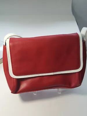 Red Genuine Leather With Man Made Trim Small Handbag 9 ×7 ×3  • $35