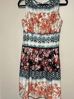 Gabby Skye Womens Multicolor Floral Sleeveless Fit & Flare Dress Size 8 • $16