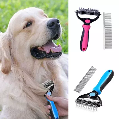 Brush Tool Undercoat Pet Dog Grooming Cat Dematting Professional Comb Rake Fur • £10.67