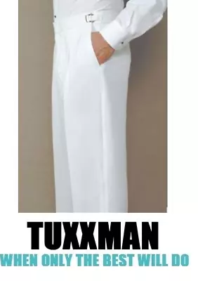 Men's Used White Polyester Tuxedo Pants Trousers Adjustable Waist Sizes TUXXMAN • $24.95