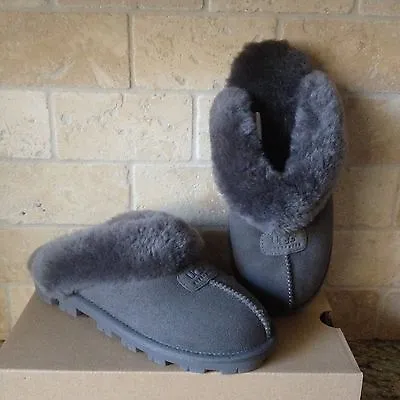 Ugg Coquette Grey Gray Suede Sheepskin Shoes Slippers Size Us 7 Women • $97.74