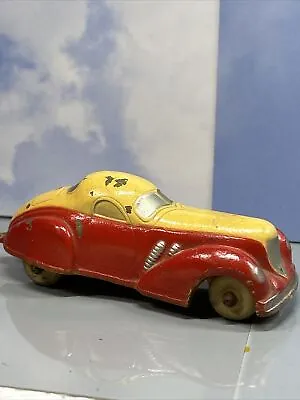 Vintage Made In USA Sun Rubber Toy Company Red Tan Silver #54 Car Coupe • $9