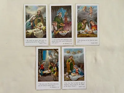 Vintage Catholic Religious HOLY CARDS 5 Different Beautiful CHRISTMAS Scenes • $12