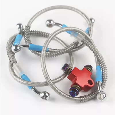 Aluminum Hydraulic Brake Hose Pipe Tee Connector 3-way Tubing Bracket Motorcycle • $36.89