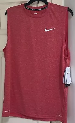 NWT Nike DRI-FIT Swim Hydroguard Men's Medium Sleeveless Shirt Light Crimson • $22.36