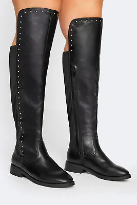 Yours Clothing LIMITED COLLECTION  PU Stud Over The Knee Boots • £54.99