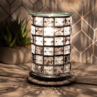 Aroma Lamp Oil Burner Wax Black Check Silver Crystal • £12.66