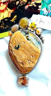 AMY KAHN RUSSELL Opal Boulder Freshwater Pearl Moonstone ONE OF A KIND Pndt/Pin • $649