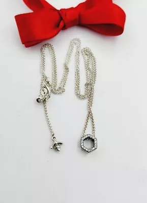 $89 • Buy New Authentic Pandora SPARKLING HONEYCOMB Hexagon COLLIER NECKLACE 398787C01-50