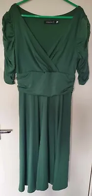 Ever Pretty Emerald Green Swing Dress Size 12 40s 50s Retro Vintage Look • £7