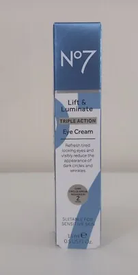 No7 Skincare Lift & Luminate Triple Action Anti Ageing Eye Cream 15ml New • £8