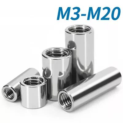 M3-M20 Stainless Steel Threaded Sleeve Rod Bar Stud Round Connector Nut Long Nut • £4.41