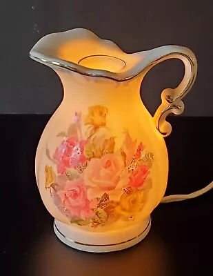 Vintage I. W. Rice & Co. Floral Pitcher Night Light Small Well For Scents Tested • $24.99