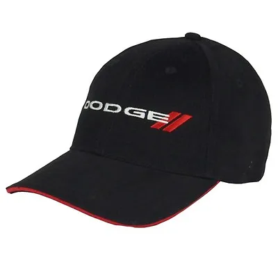 Dodge Stripe Licensed Cotton Sandwich Brim Black Hat • $24.99