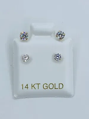$54.89 • Buy 14k Gold Earrings Ear Jacket Telephone Style - Aretes En Oro Telefono
