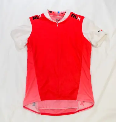 RLX Polo Sport Women's Cycling Jersey Large Red 3/4 Zip Short Sleeve • $24.95