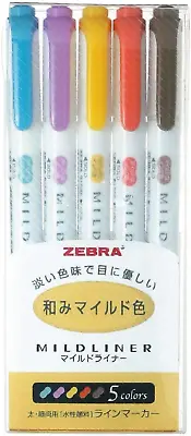 Zebra Mildliner Highlighter Twin Tip WKT7-5C-RC | 5 Colour Marker Pen • $20.99