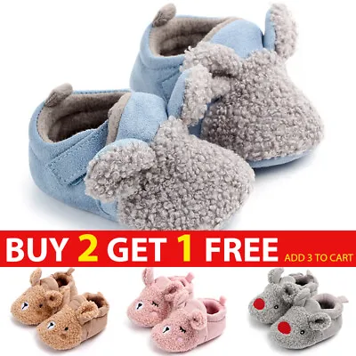 Newborn Toddler Baby Crib Boys Girls Shoes Cartoon Lamb Winter Warm Slippers • £5.21