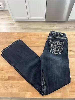 Cowgirl Tuff Co. Jeans Womens 28x33 Denim Blue Boot Cut Low Rise Dark Wash Flare • $22.99