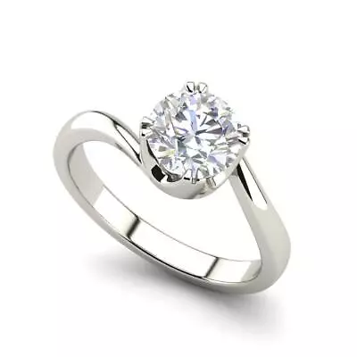 Twist Solitaire 0.5 Carat VS2/F Round Cut Diamond Engagement Ring Treated • $895.90