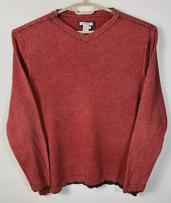 Carbon 2 Cobalt Men's Large Red Cotton Thermal V Neck Long Sleeve Pullover • $25