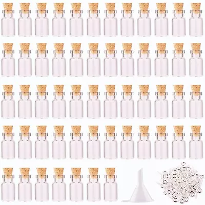 64 Tiny Jar Vials 1ml Small Glass Bottles With Corks Eye Screw Art Craft Project • $14.99