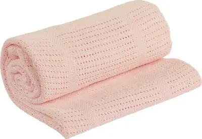 £4.99 • Buy Pink 100% Cotton Cellular Blanket Baby Breathable Soft Pram Cot