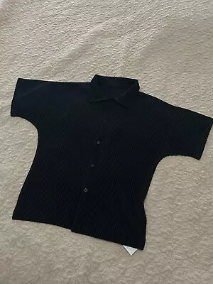 PLEATS PLEASE ISSEY MIYAKE Black Short Sleeved Shirt SIZE 2 • $129.99
