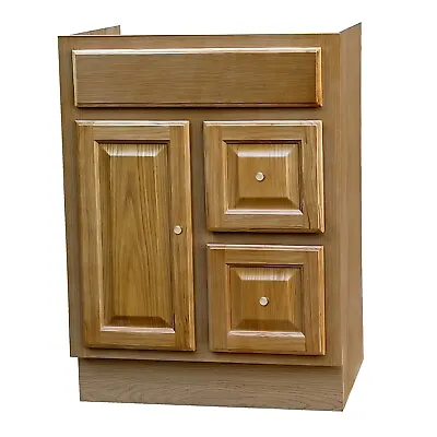 Golden Oak Raised Panel 24  X 18  Vanity Cabinet With Drawers • $239