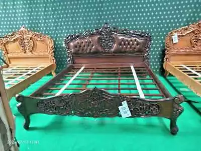 USA King 76 X80  Mahogany French Rococo Bed Frame Designer Baroque Furniture • $2485.46