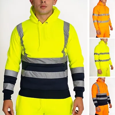 £21.99 • Buy Hi Viz Vis Hoody Pullover High Visibility Jacket Hoodie Work Hooded Fleece S-5XL