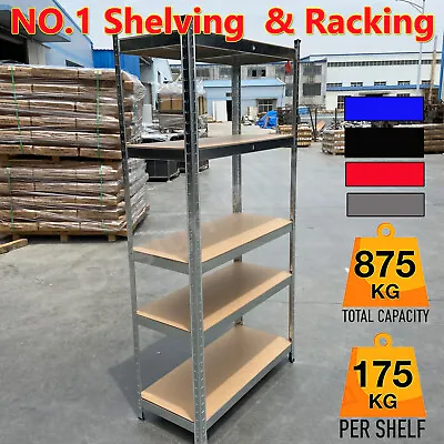 5 Tier Metal Shelving Units Storage Racking Shelves Garage Warehouse Greenhouse • £8.18