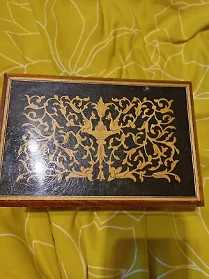 £15 • Buy Vintage Inlaid Wooden Jewellery Trinket Music Box Reuge Swiss Movement