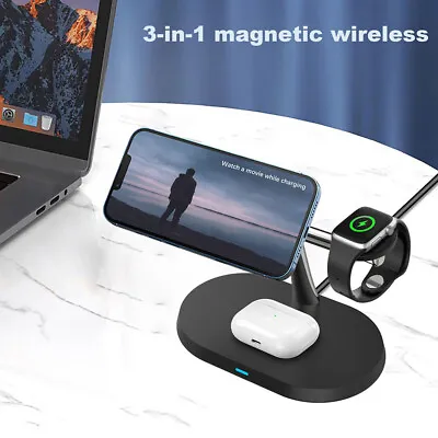 $31.99 • Buy 3in1 Magnetic Wireless Charger Dock Stand For Air Pods IPhone 14 Apple Watch 8 7