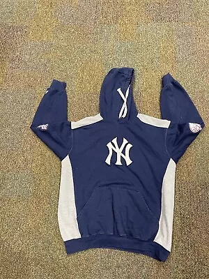 Majestic MLB New York Yankees Mens XL Blue Pullover Baseball Hoodie Sweatshirt • $34.99