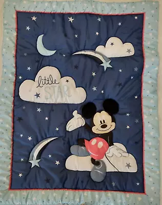 Disney Baby Mickey Mouse Little Star Crib Comforter Nursery Bedding Blue • $20