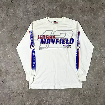 NASCAR Tshirt Mens Medium White Jeremy Mayfield Graphic Motorsport Long Sleeve • £24.99