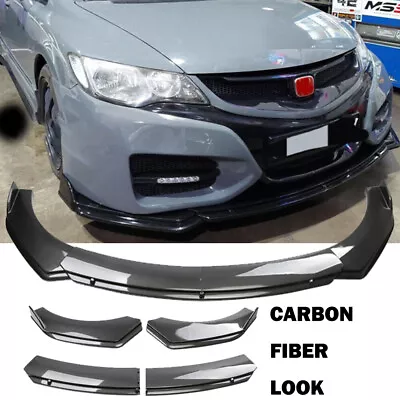 4Pcs Front Bumper Lip Splitter Spoiler Carbon Fiber For Honda Civic Type R 06-22 • $89.99