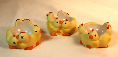 Vintage Ceramic Yellow Baby Chicken Egg Cups Cute Kissing Hugging • $14.99