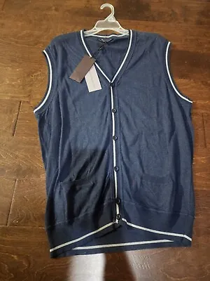 Ermanno Scervino Men's Sleeveless Cardigan Size 56 Cotton Dark Gray Sweater Vest • $65