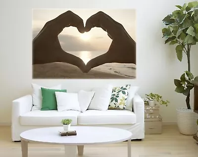 LOVE HEART HANDS ABSTRACT POP ART  Painting Canvas Wall Art Picture Print HOME • £20