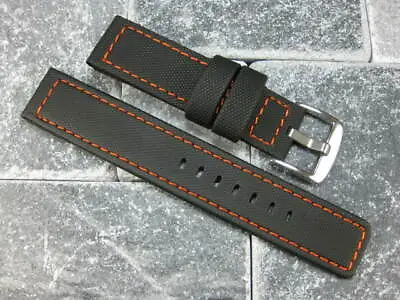 New 20mm PVC Rubber Band Black Diver Watch Strap Kevlar For Maratac Orange X1 • $30.29