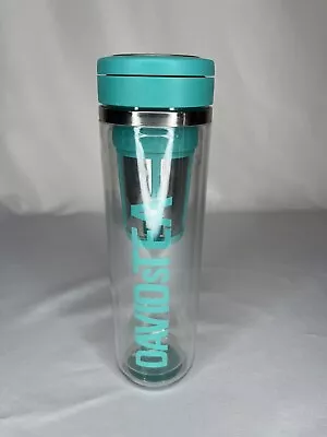 DAVIDs TEA Travel Mug Tumbler Infuser Water Bottle Clear Acrylic Turquoise Logo • $14.03