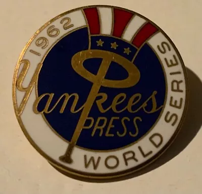 Vtg 1962 New York Yankees World Series Press Pin Balfour Maris Mickey Mantle Era • $164.95